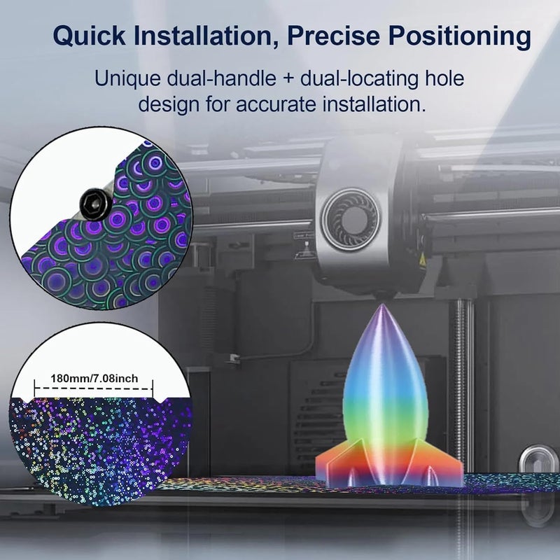 IdeaFormer-3D لوحة بناء K1 ماكس 310x315 مم، دوائر قوس قزح ناعمة + سرير كاليودوسكوب PEK بدون قاعدة مغناطيسية لطابعة Creality K1 Max/Ender 3 V3 Plus 3D - Image 4